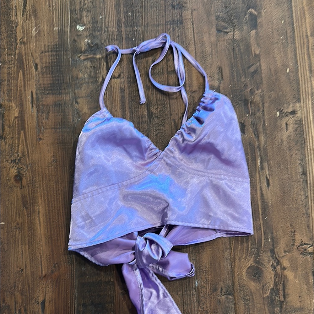 SHEIN Purple Satin Crop Top